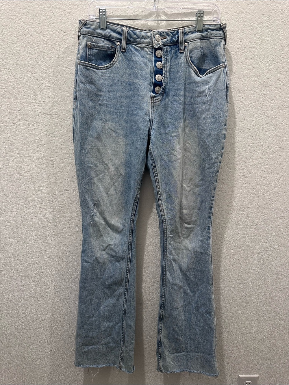 Cleo + Wolf Women High Rise Bootcut Jeans Light Wash Button Fly Size 29x34
